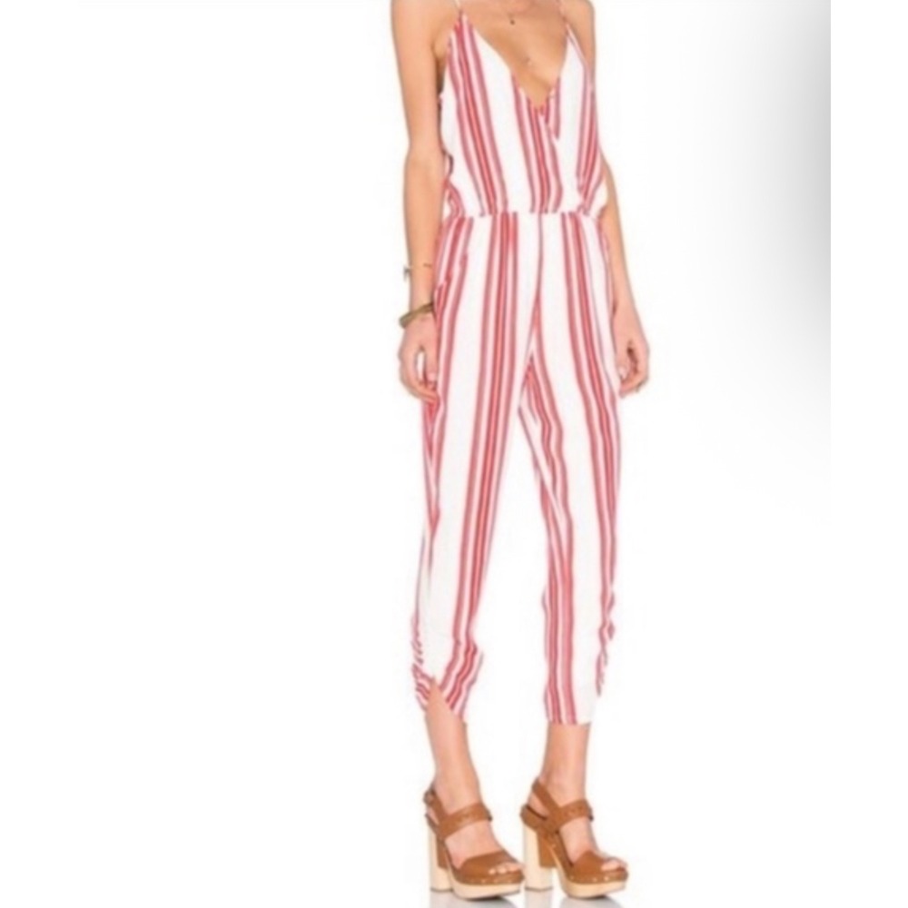 Lovers + Friends Jubilee Jumpsuit Women S Red White Striped